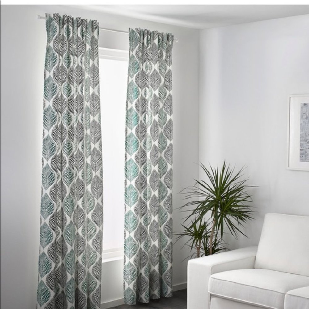 IKEA FJADERKLINT Curtains Discontinued Palm Leaves